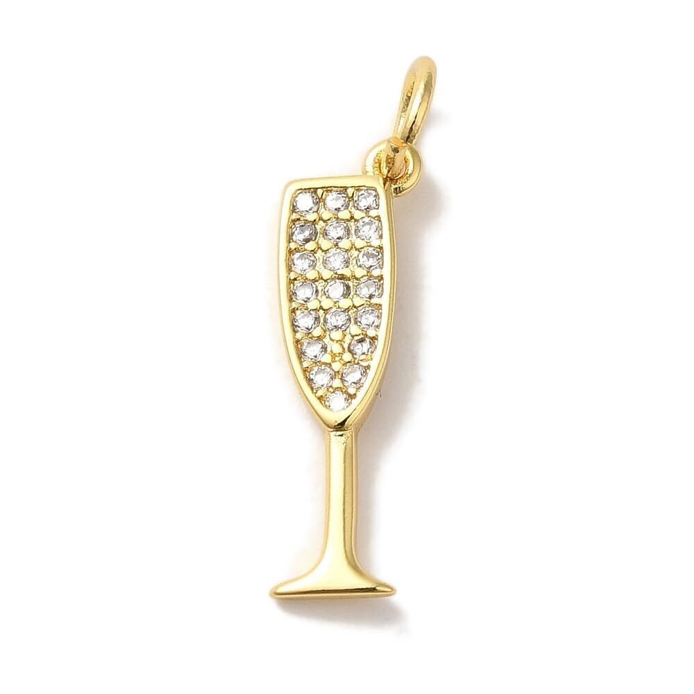 6202 10Pcs Cubic Zirconia Champagne Charms Gold Plated Wine Charms Cocktail